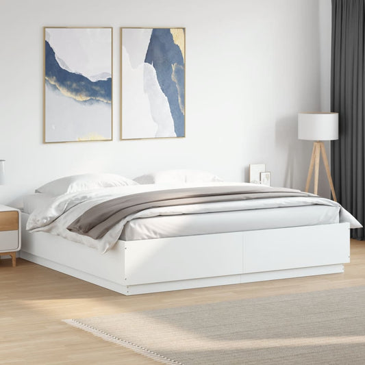Bed Frame without Mattress White 180x200 cm Super King