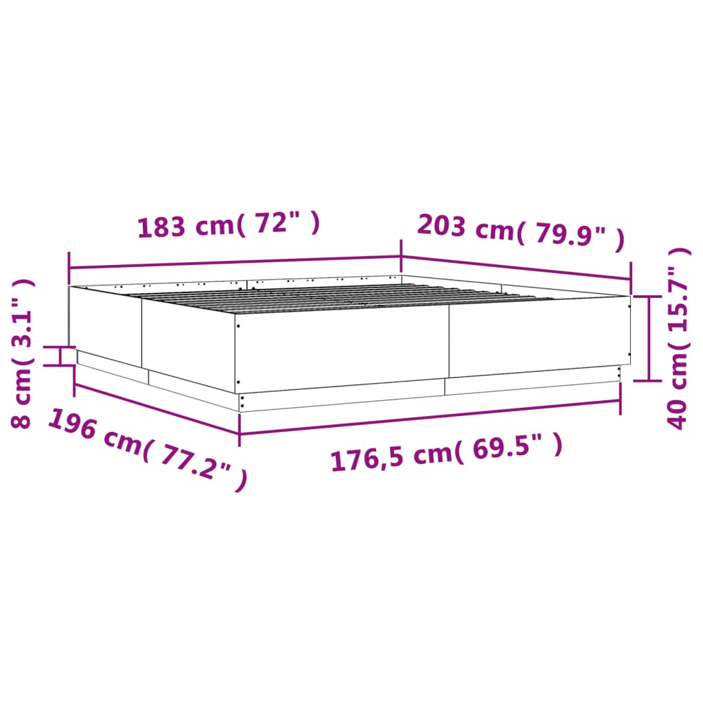 Bed Frame without Mattress Sonoma Oak 180x200 cm Super King