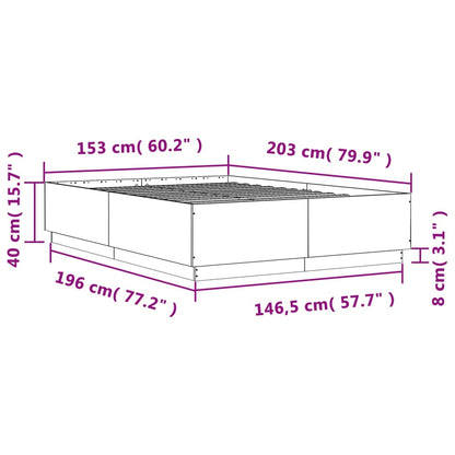 Bed Frame without Mattress Grey Sonoma 150x200 cm King Size