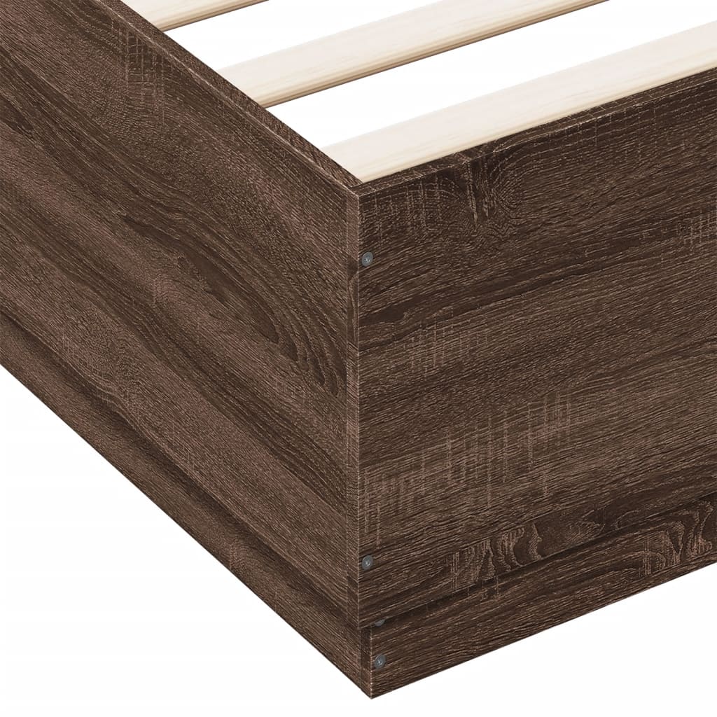 Bed Frame without Mattress Brown Oak 150x200 cm King Size