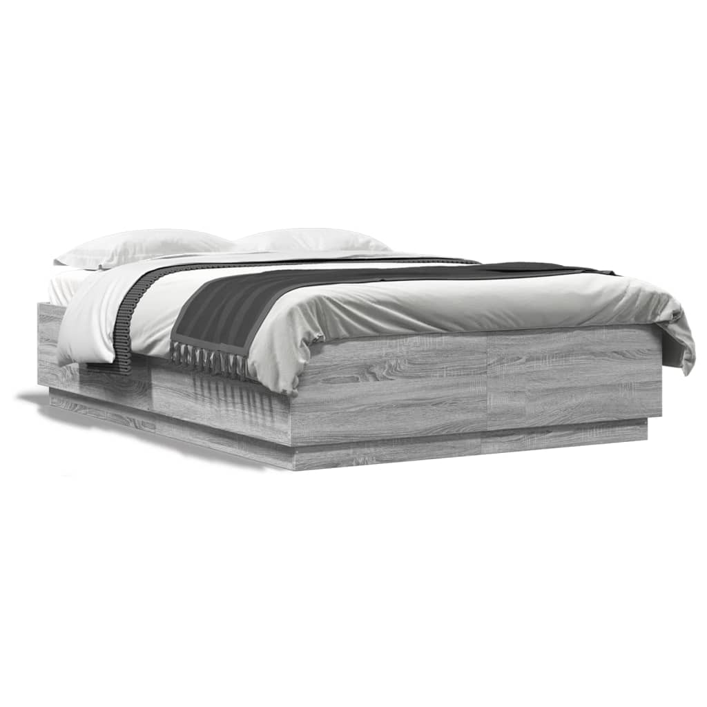 Bed Frame without Mattress Grey Sonoma 140x200 cm