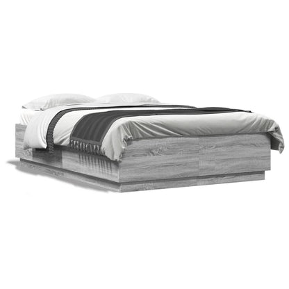 Bed Frame without Mattress Grey Sonoma 140x200 cm