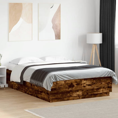 Bed Frame without Mattress Smoked Oak 120x200 cm