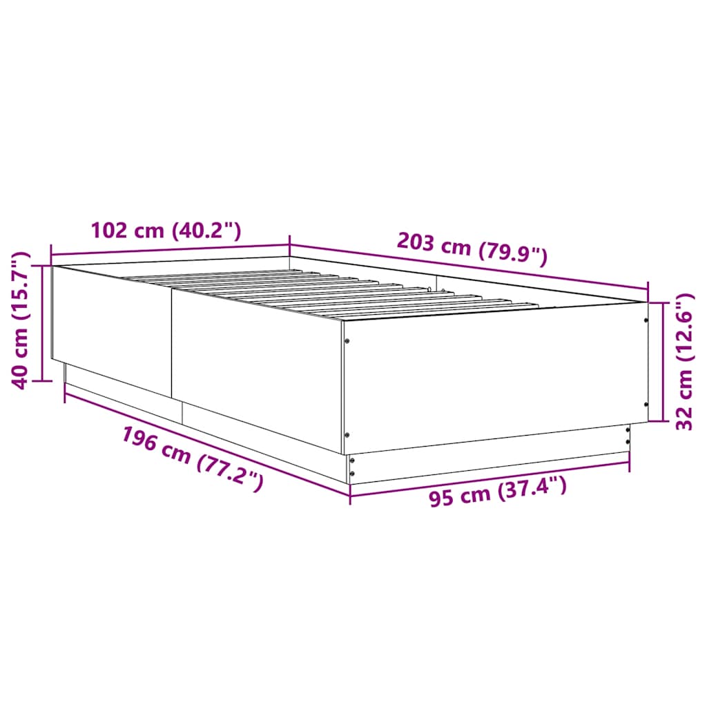 Bed Frame without Mattress White 100x200 cm