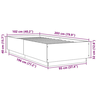 Bed Frame without Mattress Grey Sonoma 100x200 cm