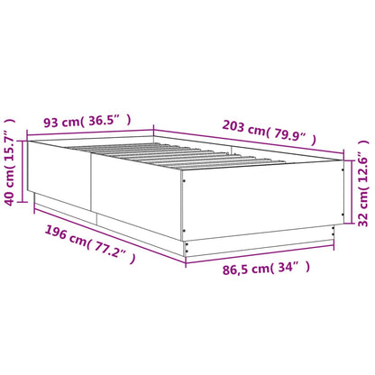 Bed Frame without Mattress White 90x200 cm