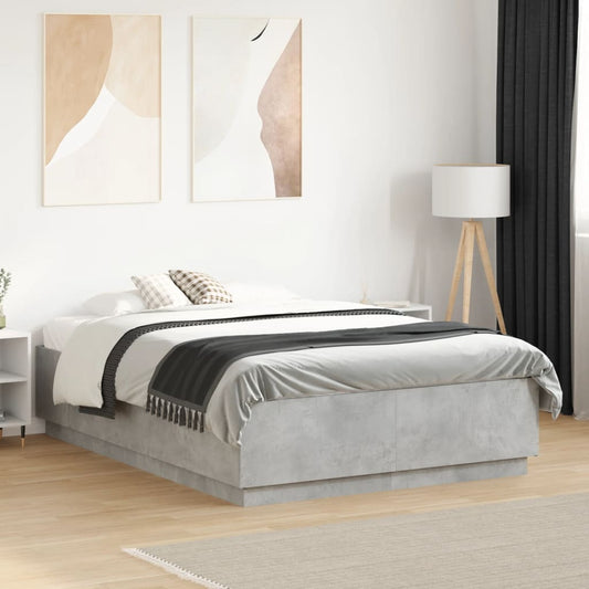 Bed Frame without Mattress Concrete Grey 140x190 cm