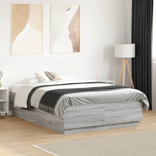 Bed Frame without Mattress Grey Sonoma 140x190 cm