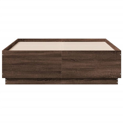 Bed Frame without Mattress Brown Oak 140x190 cm
