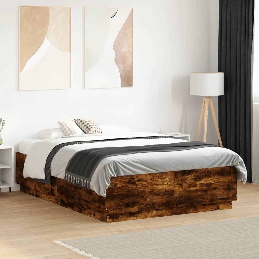 Bed Frame without Mattress Smoked Oak 120x190 cm Small Double