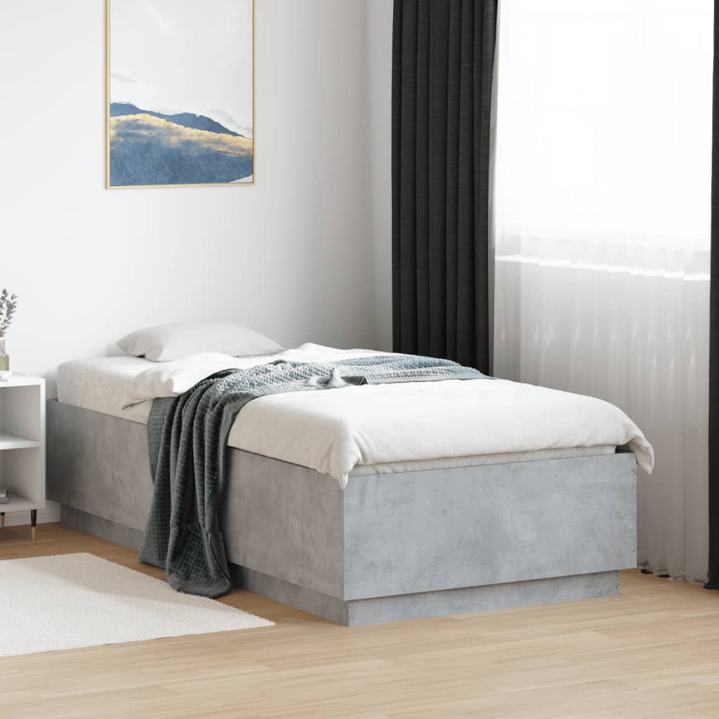 Bed Frame without Mattress Concrete Grey 90x190 cm Single