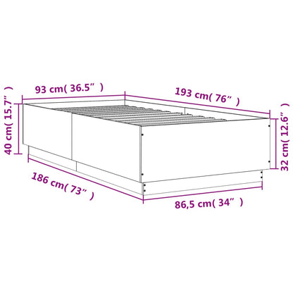 Bed Frame without Mattress Brown Oak 90x190 cm Single