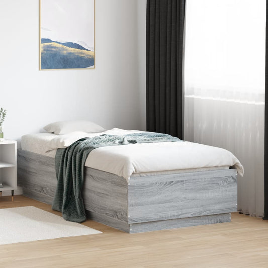 Bed Frame without Mattress Grey Sonoma 75x190 cm Small Single