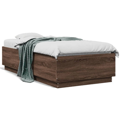 Bed Frame without Mattress Brown Oak 75x190 cm Small Single