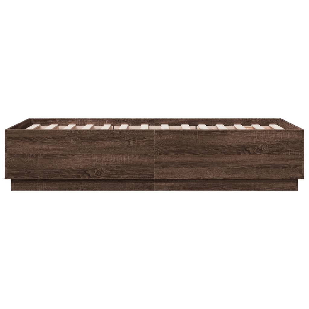 Bed Frame without Mattress Brown Oak 75x190 cm Small Single