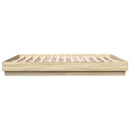 Bed Frame with LED without Mattress Sonoma Oak 200x200 cm