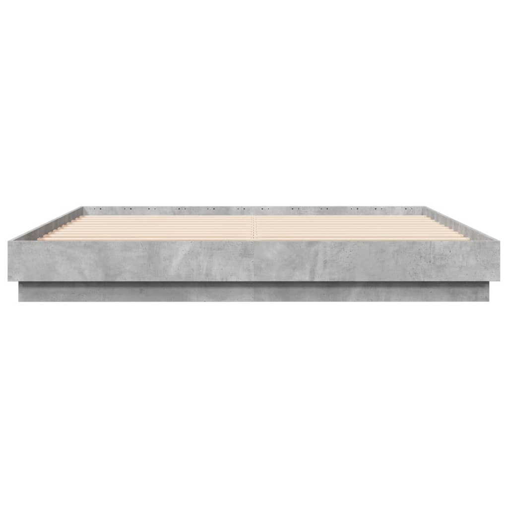 Bed Frame with LED without Mattress Concrete Grey 200x200 cm