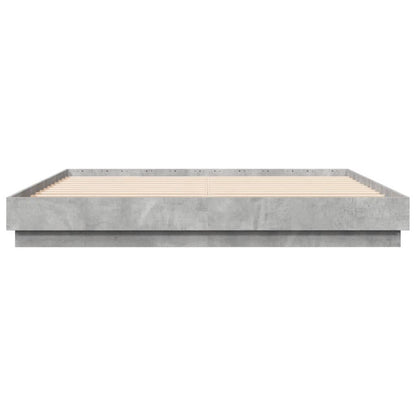 Bed Frame with LED without Mattress Concrete Grey 200x200 cm