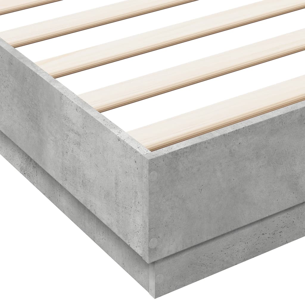 Bed Frame with LED without Mattress Concrete Grey 200x200 cm