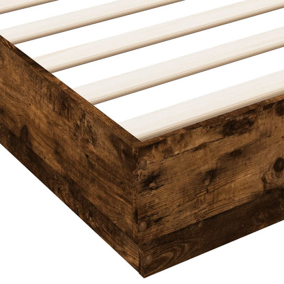 Bed Frame with LED without Mattress Smoked Oak 200x200 cm