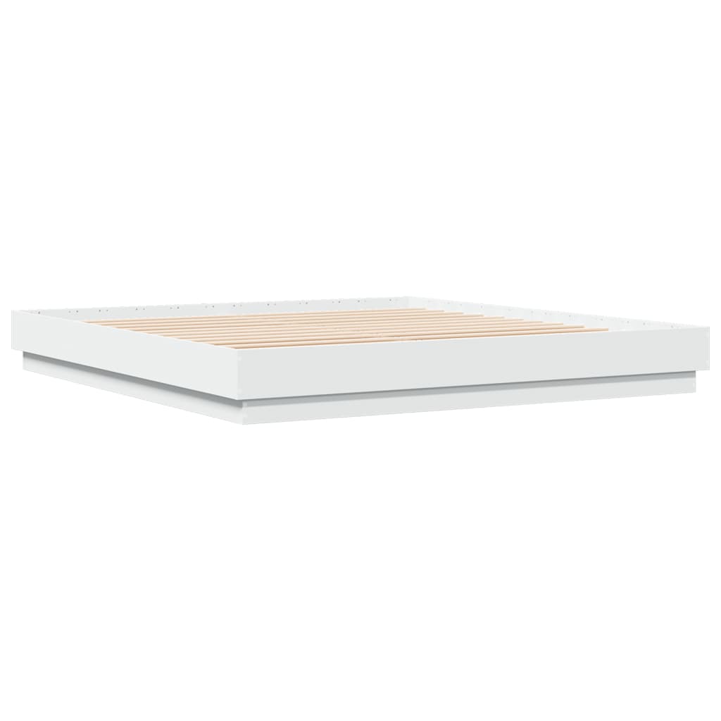 Bed Frame with LED without Mattress White 180x200 cm Super King