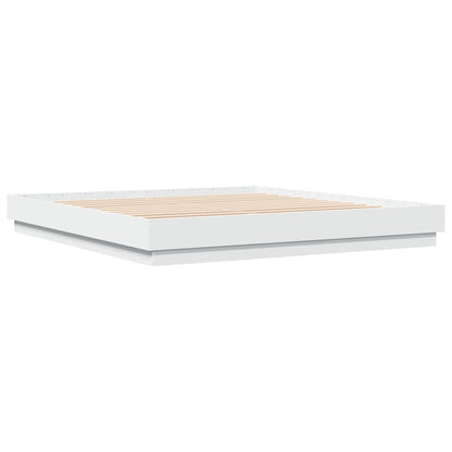 Bed Frame with LED without Mattress White 180x200 cm Super King