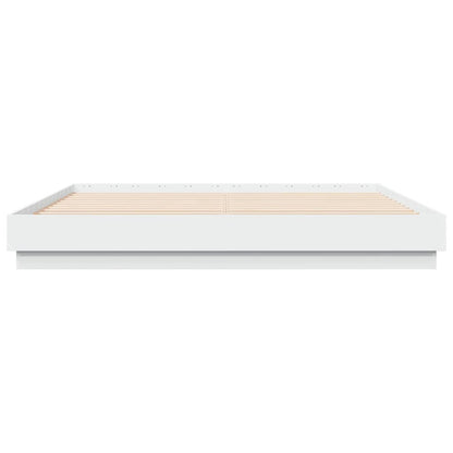 Bed Frame with LED without Mattress White 180x200 cm Super King