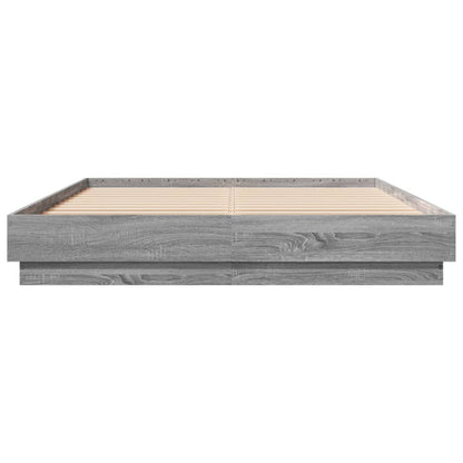 Bed Frame with LED without Mattress Grey Sonoma 160x200 cm
