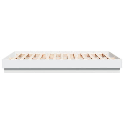 Bed Frame with LED without Mattress White 150x200 cm King Size