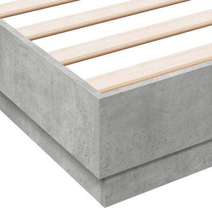 Bed Frame with LED without Mattress Concrete Grey 150x200 cm King Size