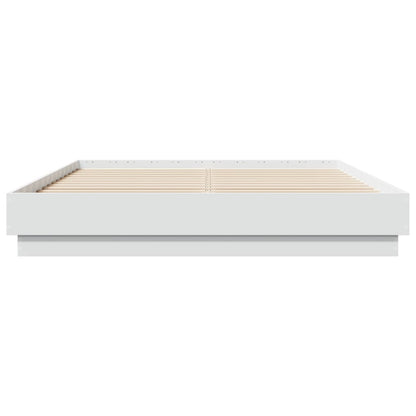 Bed Frame with LED without Mattress White 140x200 cm
