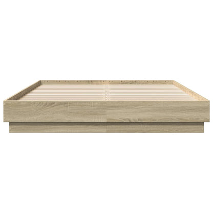Bed Frame with LED without Mattress Sonoma Oak 120x200 cm
