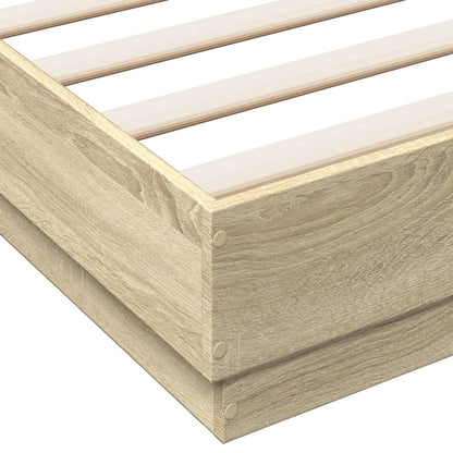Bed Frame with LED without Mattress Sonoma Oak 120x200 cm
