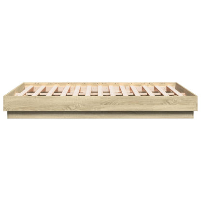 Bed Frame with LED without Mattress Sonoma Oak 135x190 cm Double