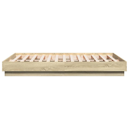 Bed Frame with LED without Mattress Sonoma Oak 120x190 cm Small Double