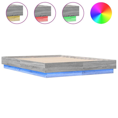 Bed Frame with LED without Mattress Grey Sonoma 120x190 cm Small Double