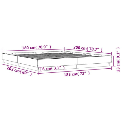 Bed Frame without Mattress Sonoma Oak 180x200 cm Super King