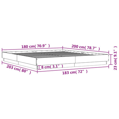 Bed Frame without Mattress Grey Sonoma 180x200 cm Super King