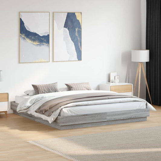 Bed Frame without Mattress Grey Sonoma 180x200 cm Super King