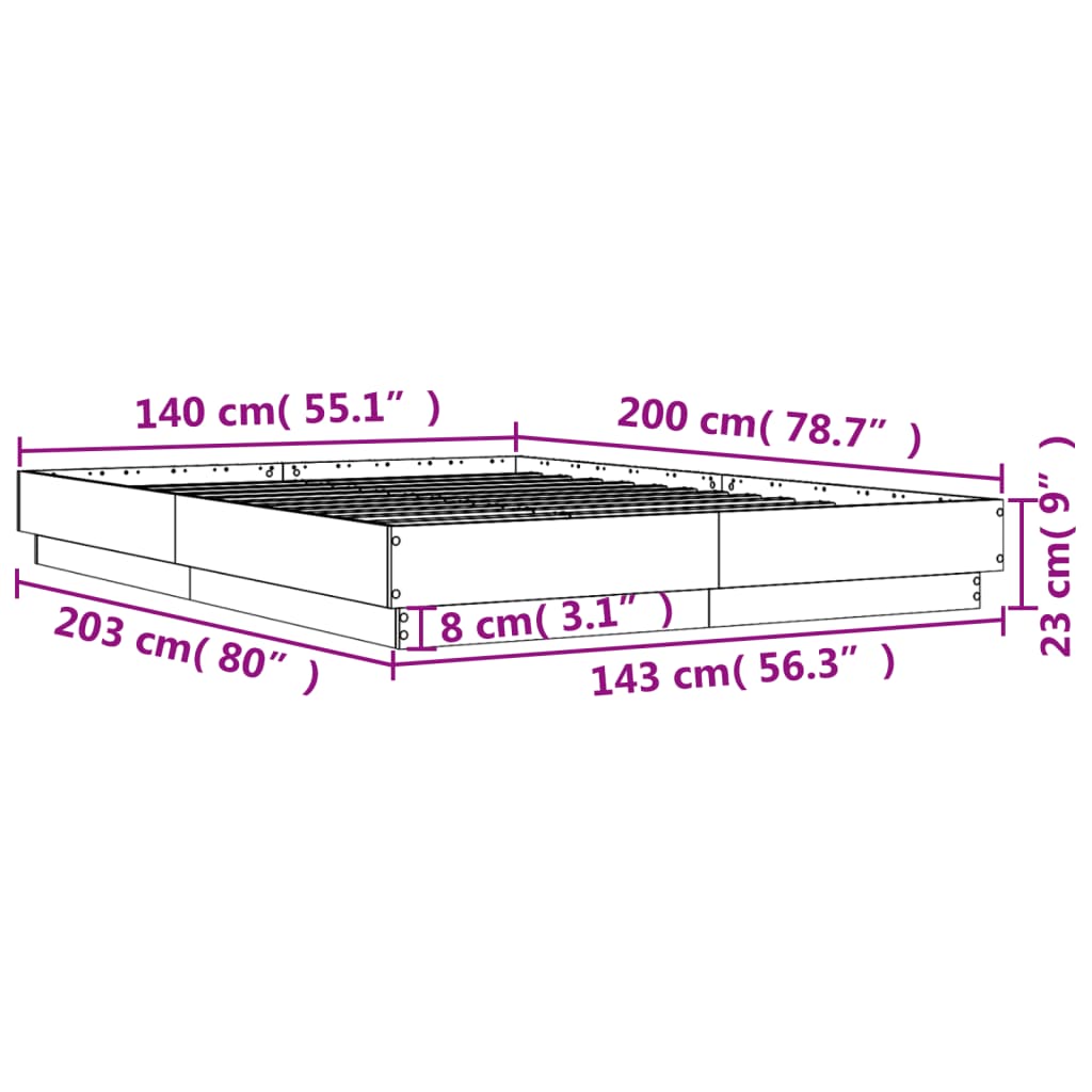 Bed Frame without Mattress White 140x200 cm