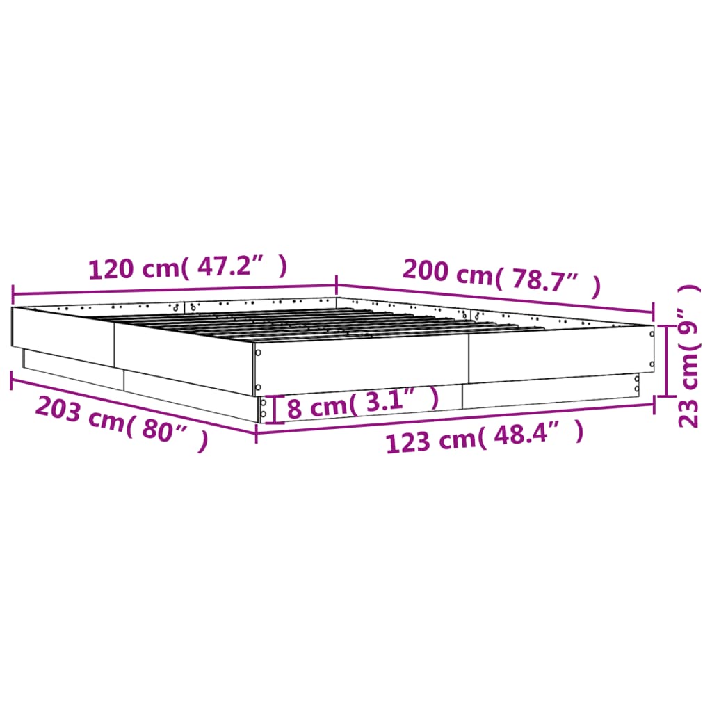 Bed Frame without Mattress White 120x200 cm