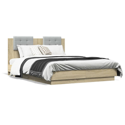 Bed Frame without Mattress Sonoma Oak 135x190 cm Double