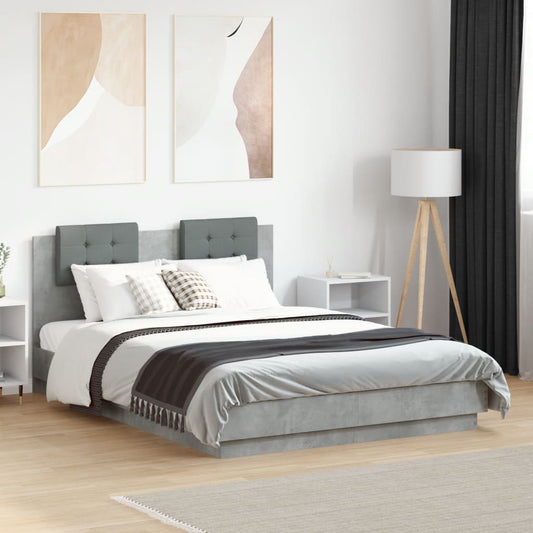 Bed Frame without Mattress Concrete Grey 135x190 cm Double