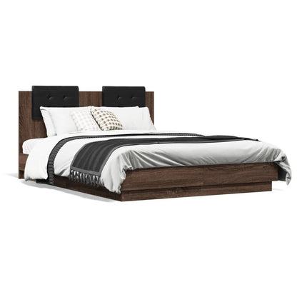Bed Frame without Mattress Brown Oak 135x190 cm Double