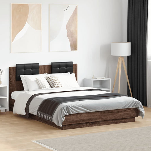 Bed Frame without Mattress Brown Oak 135x190 cm Double