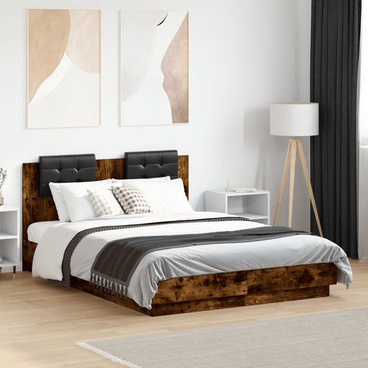 Bed Frame without Mattress Smoked Oak 120x190 cm Small Double