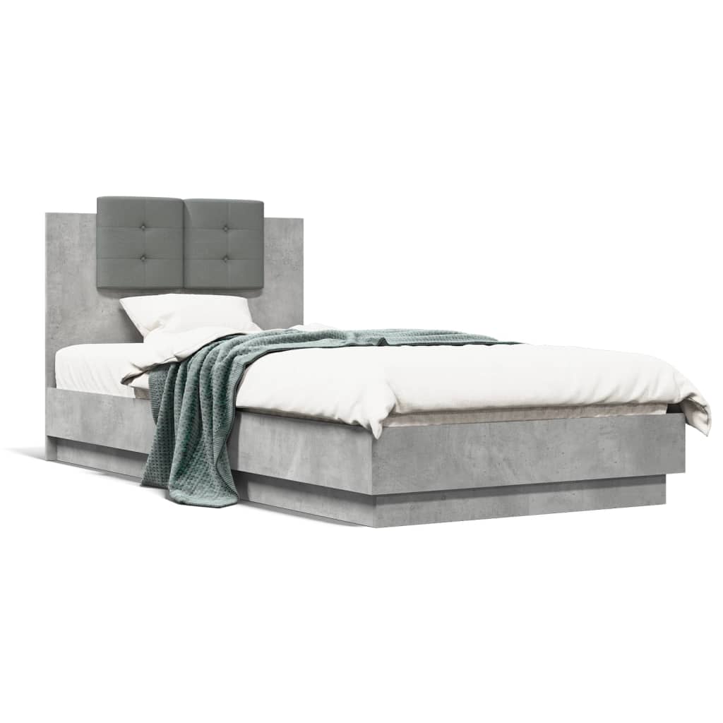 Bed Frame without Mattress Concrete Grey 75x190 cm Small Single
