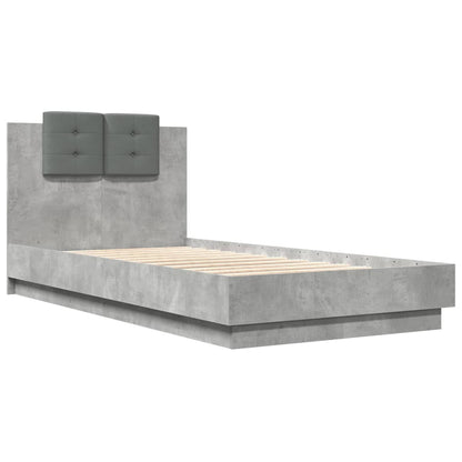 Bed Frame without Mattress Concrete Grey 75x190 cm Small Single
