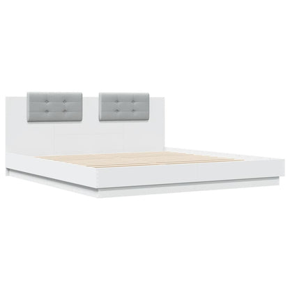 Bed Frame with LED without Mattress White 200x200 cm