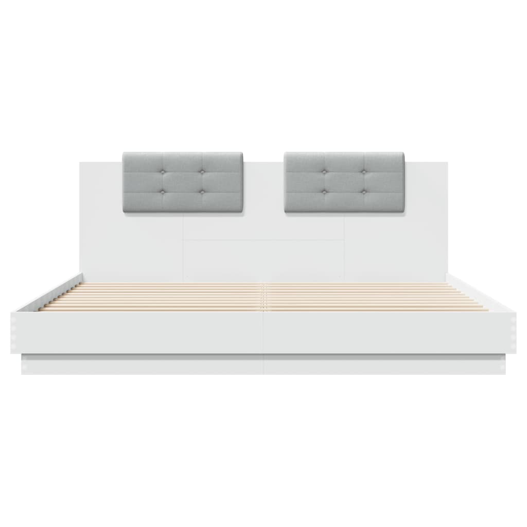 Bed Frame with LED without Mattress White 200x200 cm